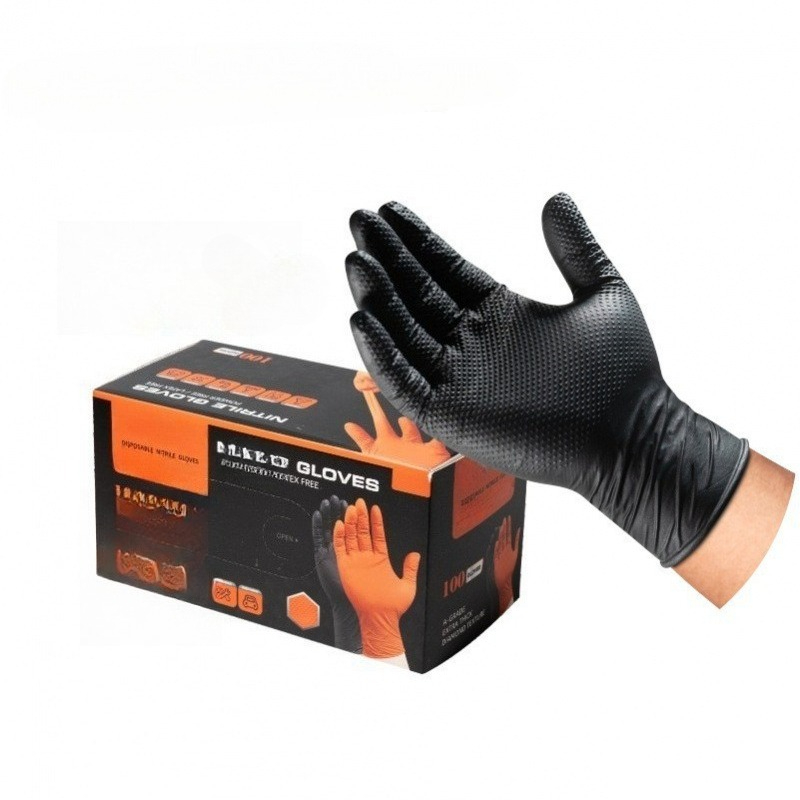 Heavy Duty Diamond Pattern Nit - Nitrile Mechanic Glove ulasan dan harga