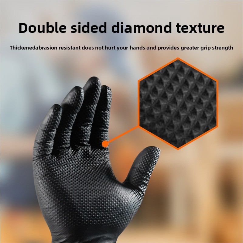 Heavy Duty Diamond Pattern Nit - Nitrile Mechanic Glove ulasan dan harga