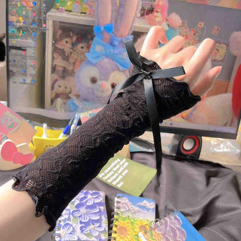 Women Gothic Mesh Fingerless G - Fingerless Glove Knit ulasan dan harga