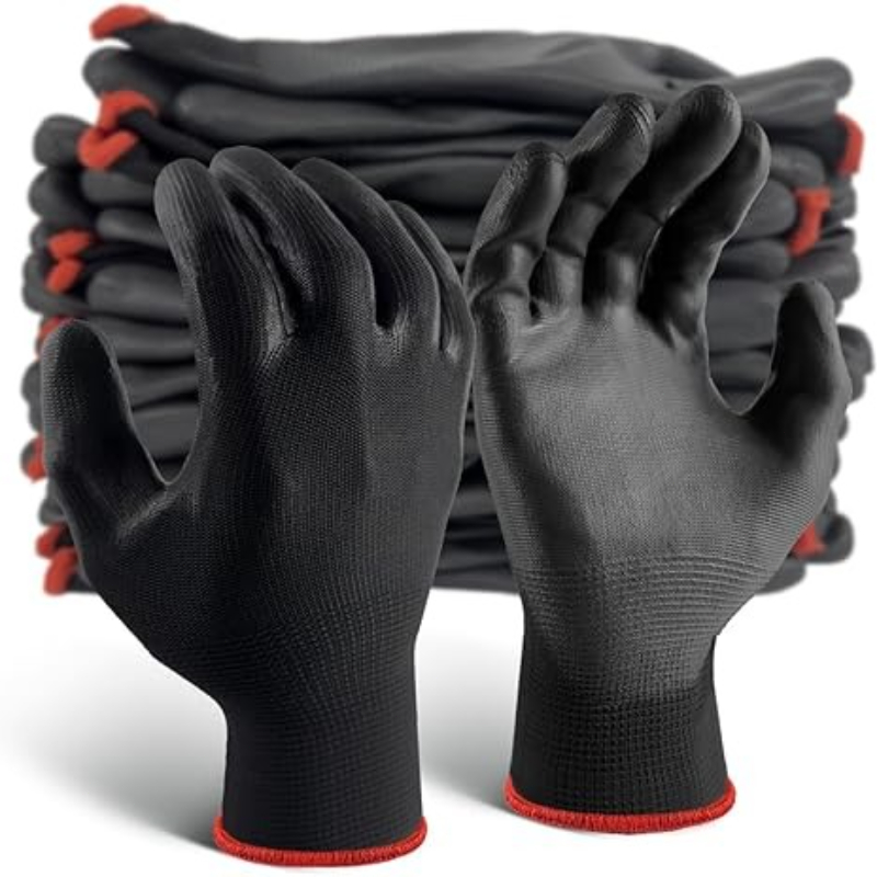 6/12/18PCS Black PU Coating Gl - Nitrile Mechanic Glove ulasan dan harga